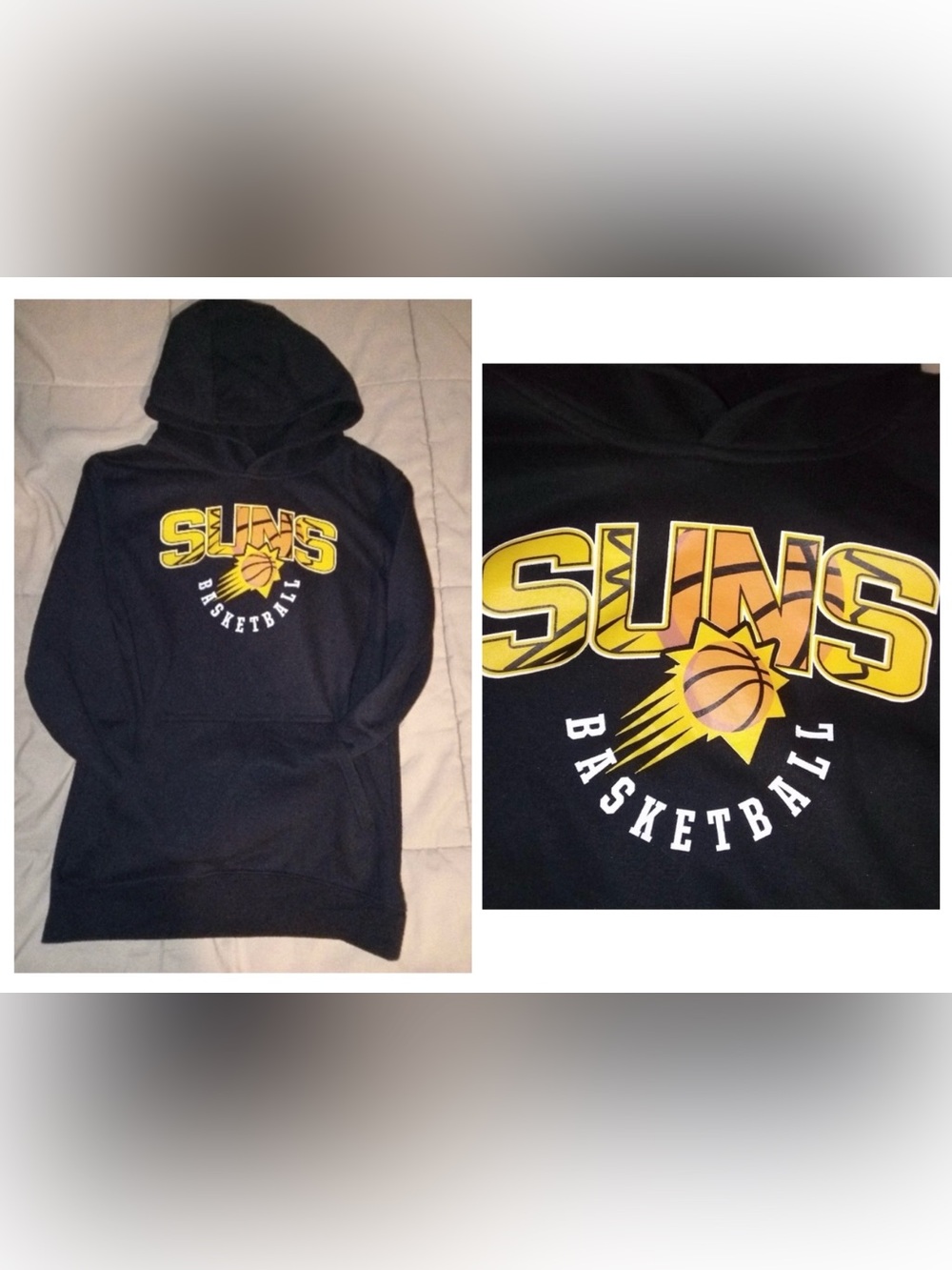 Black Nike Phoenix Suns NBA Hoodie Sweatshirt Iconic Wordmark + Sunburst Logo